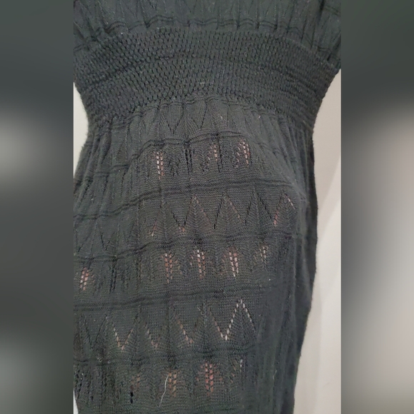 H&M BLACK SHEER KNIT COWL NECK SHORT BAT SLEEVE MINI DRESS COVER UP. - Picture 5 of 7